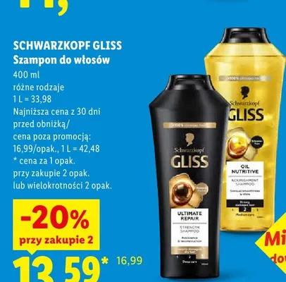 Szampon do włosów Schwarzkopf Gliss Ultimate Repair promocja w Lidl