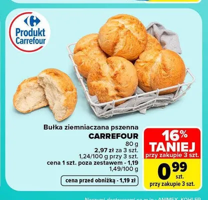 Bułka ziemniaczana pszenna Carrefour promocja w Carrefour Market