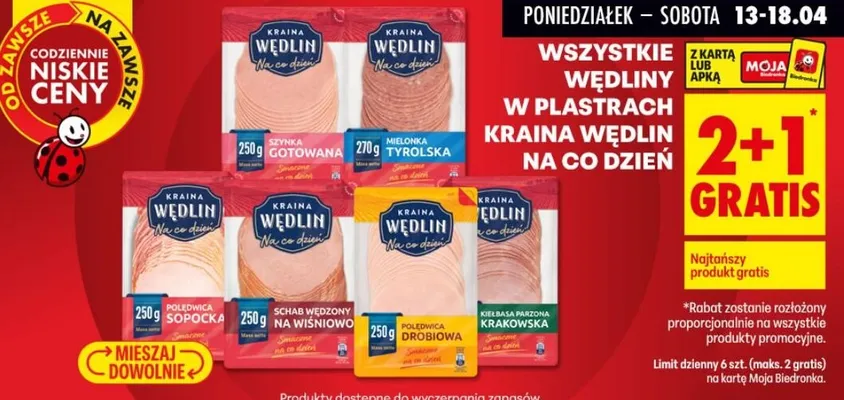 Wszystkie wędliny w plastrach Na co dzień promocja w Biedronka