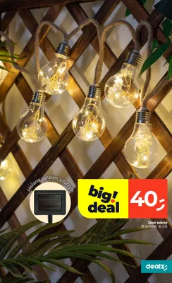 Sznur solarny 10 żarówek promocja w Dealz