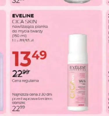 Nawilżająca pianka do mycia twarzy Cica Skin Eveline promocja w Drogerie Jawa