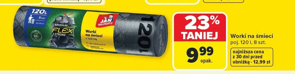Worki na śmieci poj. 120 l, 8 szt. promocja w Carrefour