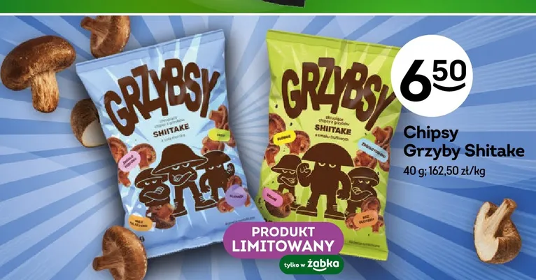 Chipsy Grzyby Shiitake o smaku truflowym Grzybsy promocja w Żabka