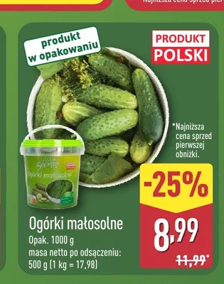 Ogórki małosolne polskie promocja w Aldi