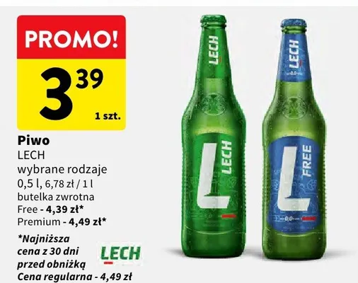 Piwo butelka zwrotna Free / Premium promocja w Intermarche