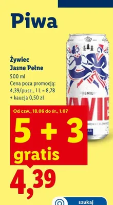 Piwo Żywiec Jasne Pełne promocja w Lidl