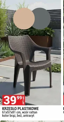 Krzesło plastikowe 61x57x81cm wzór rattan promocja w Merkury Market