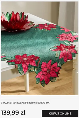 Serweta haftowana Poinsetto 80x80 cm home & you promocja w home&you