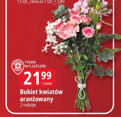 Bukiet kwiatów aranżowany promocja w Leclerc