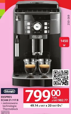 Ekspres do kawy DeLonghi ECAM 21.117.B promocja w Selgros