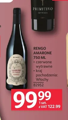 Wino czerwone Rengo Amarone promocja w Selgros