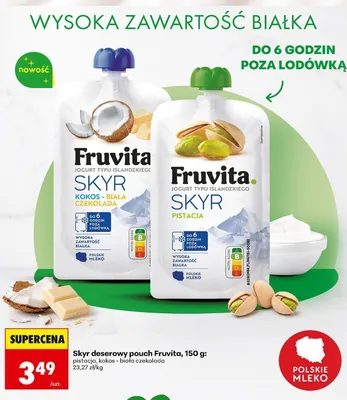 Jogurt typu islandzkiego Skyr Fruvita kokos - biała czekolada promocja w Biedronka