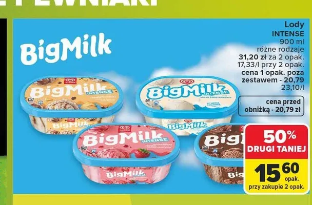 Lody Big Milk Intense promocja w Carrefour