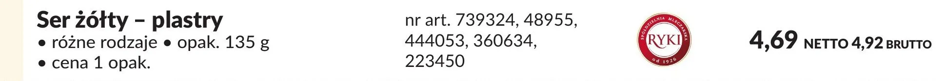 Ser żółty - plastry różne rodzaje promocja w Makro