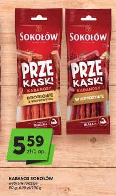 Kabanosy wieprzowe Sokołów Prze Kąski promocja w Groszek
