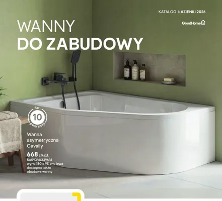 Wanna asymetryczna GoodHome Cavally 150x95 cm promocja w Castorama