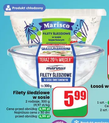Filety śledziowe w sosie śmietanowym Marinus promocja w Dino