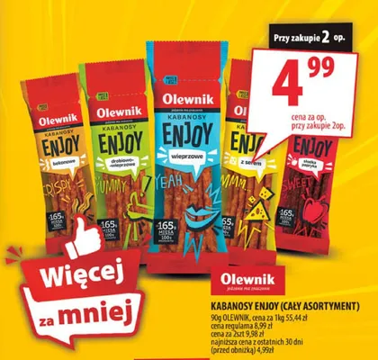 Kabanosy Enjoy cały asortyment promocja w Arhelan