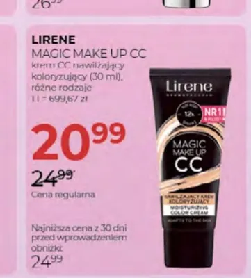 Krem CC nawilżający koloryzujący Lirene Magic Make Up CC promocja w Drogerie Jawa