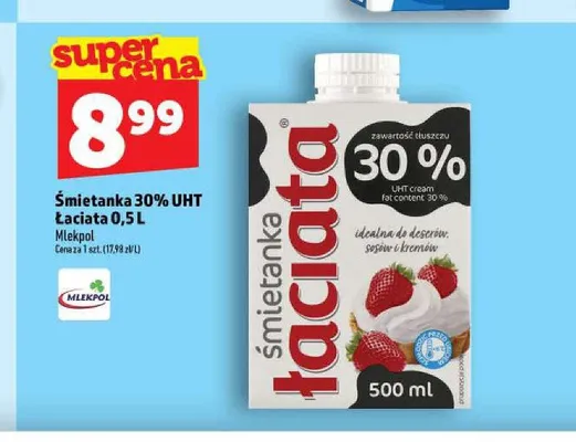 Śmietanka 30% UHT Łaciata promocja w TOPAZ