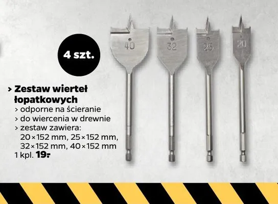 Zestaw wierteł łopatkowych promocja w Netto