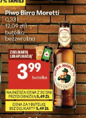 Piwo Birra Moretti L'Autentica promocja w Delikatesy Centrum