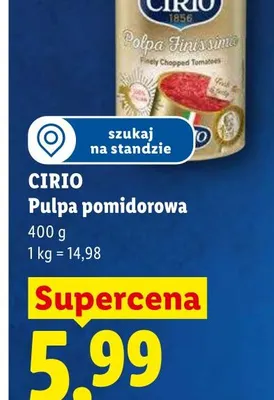 Pulpa pomidorowa CIRIO promocja w Lidl