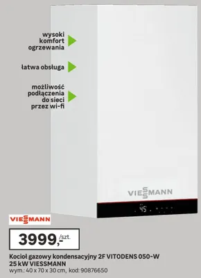 Kocioł gazowy kondensacyjny 2F Vitodens 050-W 25 kW promocja w Leroy Merlin