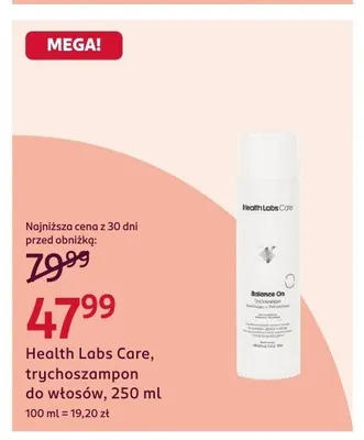 Trychoszampon do włosów Health Labs Care 250ml promocja w Rossmann