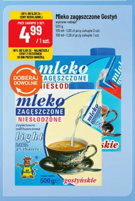 Mleko zagęszczone niesłodzone Gostyń promocja w POLOmarket