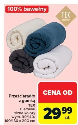 Prześcieradło z gumką TEX z jerseyu różne kolory promocja w Carrefour