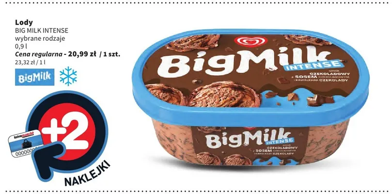 Lody Big Milk Intense czekoladowe promocja w Intermarche