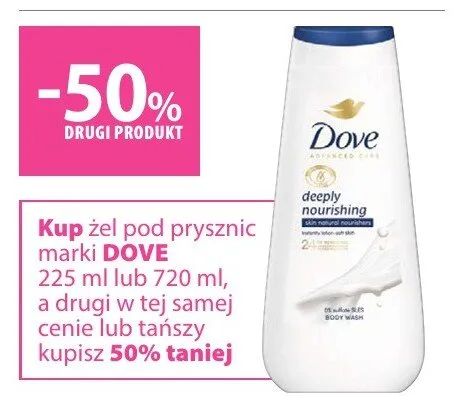 Żel pod prysznic marki Dove 225 ml lub 720 ml promocja w Hebe
