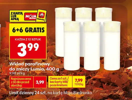 Wkład parafinowy do zniczy Lumia promocja w Biedronka