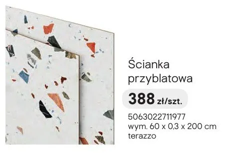 Ścianka przyblatowa terazzo wym. 60x0,3x200cm promocja w Castorama