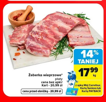 Żeberka wieprzowe płaty promocja w Carrefour