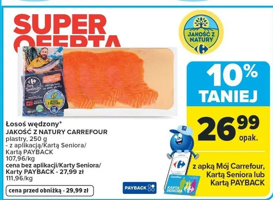 Łosoś wędzony promocja w Carrefour Market