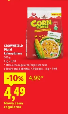Płatki kukurydziane Crownfield promocja w Lidl