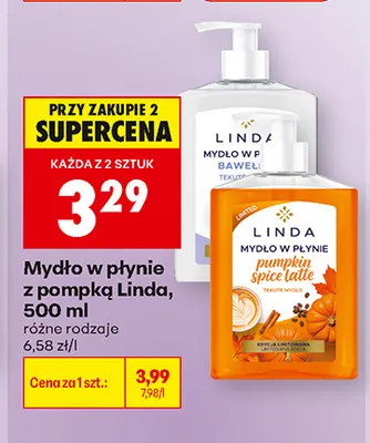 Mydło w płynie z pompką Linda promocja w Biedronka