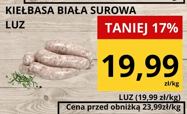 Kiełbasa biała surowa luz promocja w Supeco