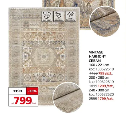 Dywan Vintage Harmony Cream 240x300 cm promocja w Komfort