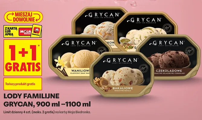 Lody familijne Grycan Waniliowe promocja w Biedronka