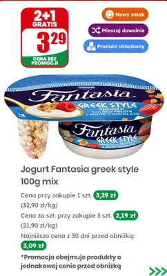 Jogurt Danone Fantasia Greek Style mix promocja w Dino
