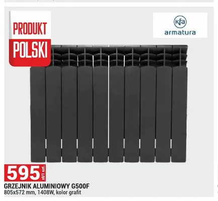 Grzejnik aluminiowy KFA Armatura G500F grafit promocja w Merkury Market