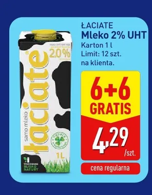 Mleko 2% UHT Łaciate promocja w Aldi