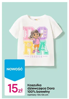 Koszulka dziewczęca Dora 100% bawełny 104-134cm promocja w Pepco