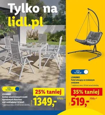 Zestaw aluminiowych mebli ogrodowych Houston: stół rozkładany i 6 foteli promocja w Lidl