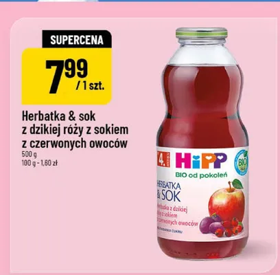 Herbatka & sok z dzikiej róży z sokiem z czerwonych owoców HiPP promocja w POLOmarket