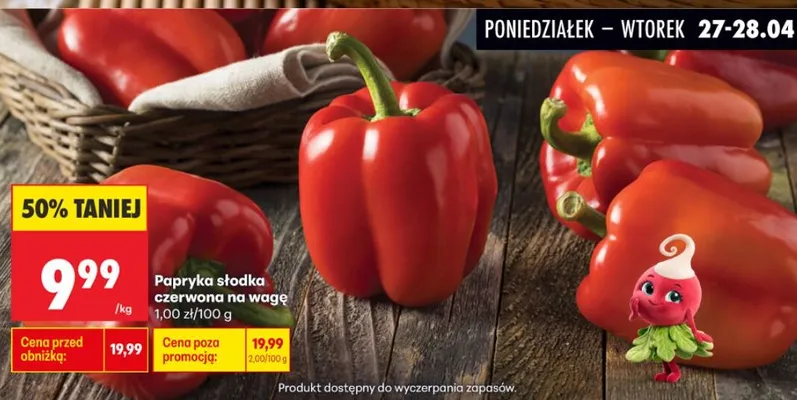 Papryka słodka czerwona na wagę promocja w Biedronka