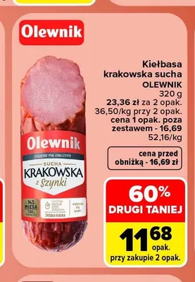 Kiełbasa krakowska sucha Olewnik promocja w Carrefour Market